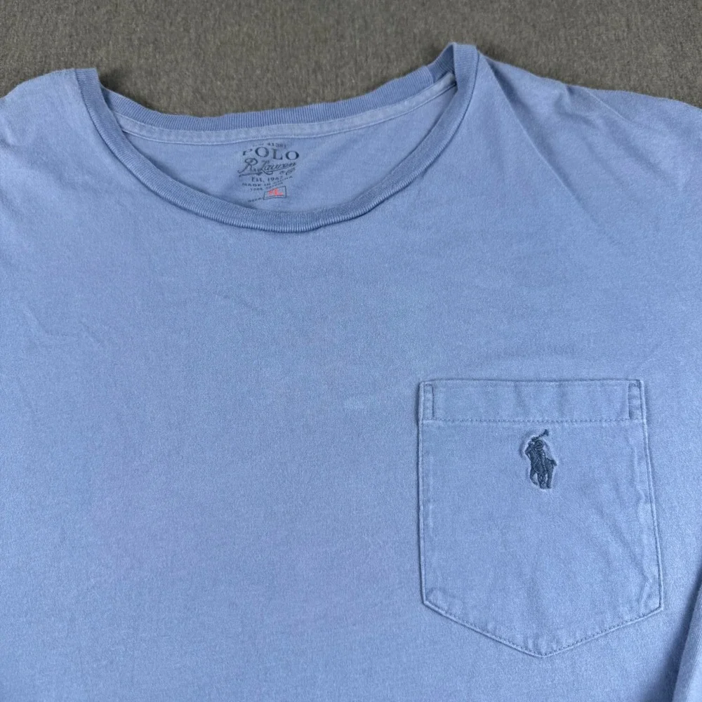 Polo Ralph Lauren Mens XL Long Sleeve Pocket T-Shirt Blue Cotton Pony Logo